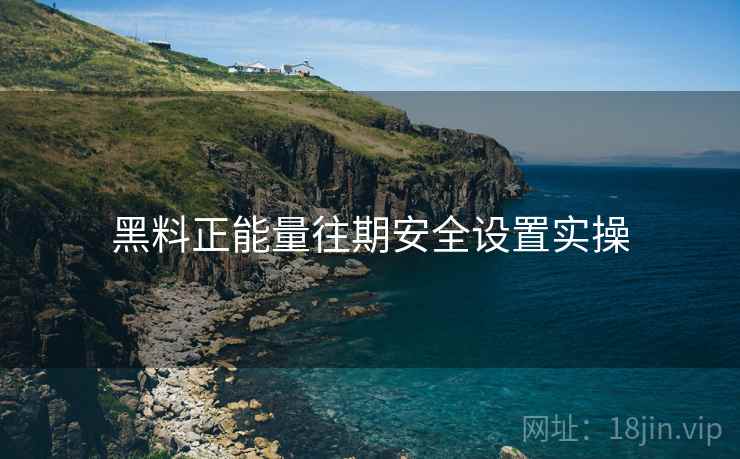 黑料正能量往期安全设置实操
